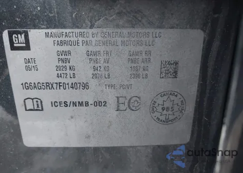 2015 Cadillac Ats Standard from USA, damaged, VIN 1G6AG5RX7F0140796